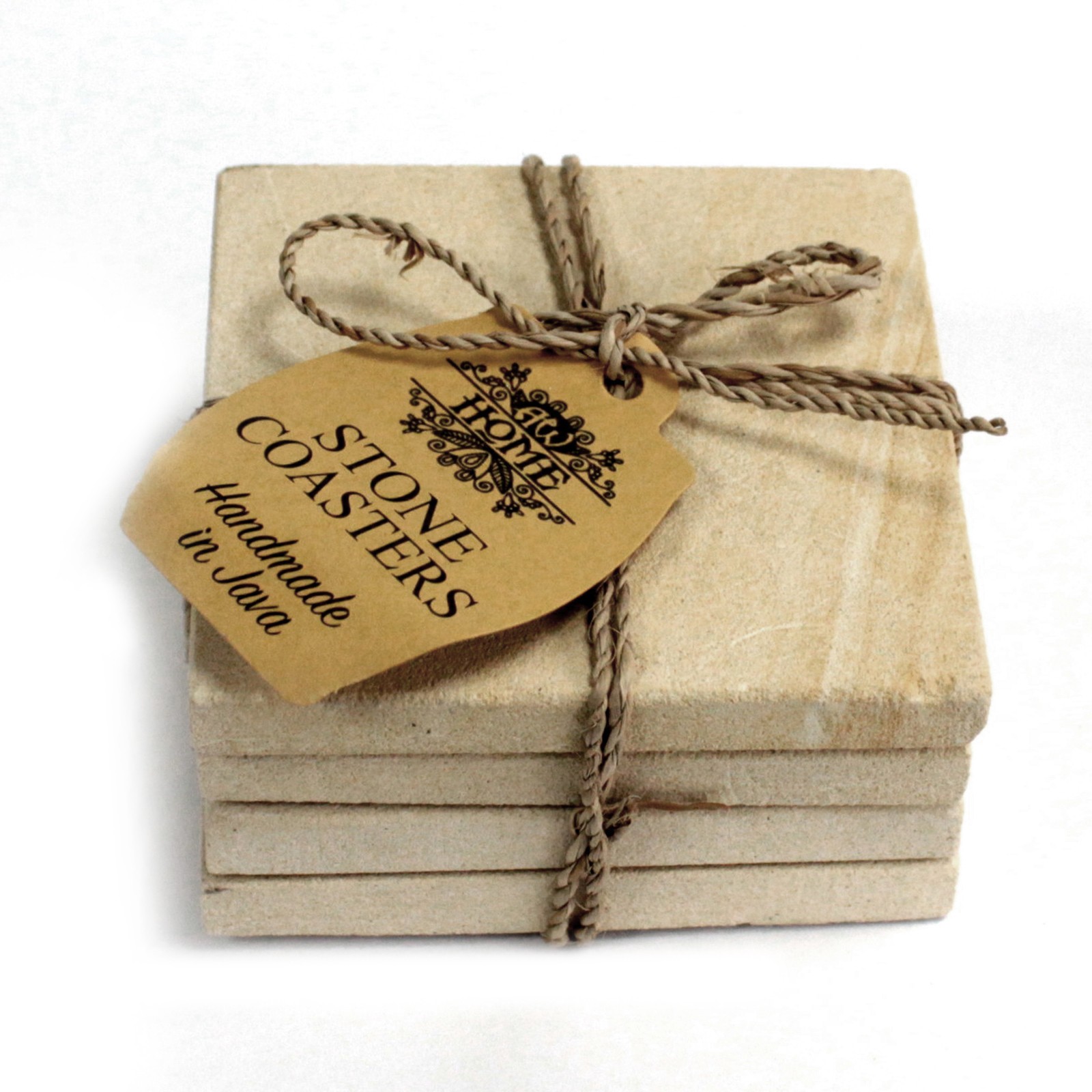 Set of 4 Stone Coasters - Square - Simple Sandstone