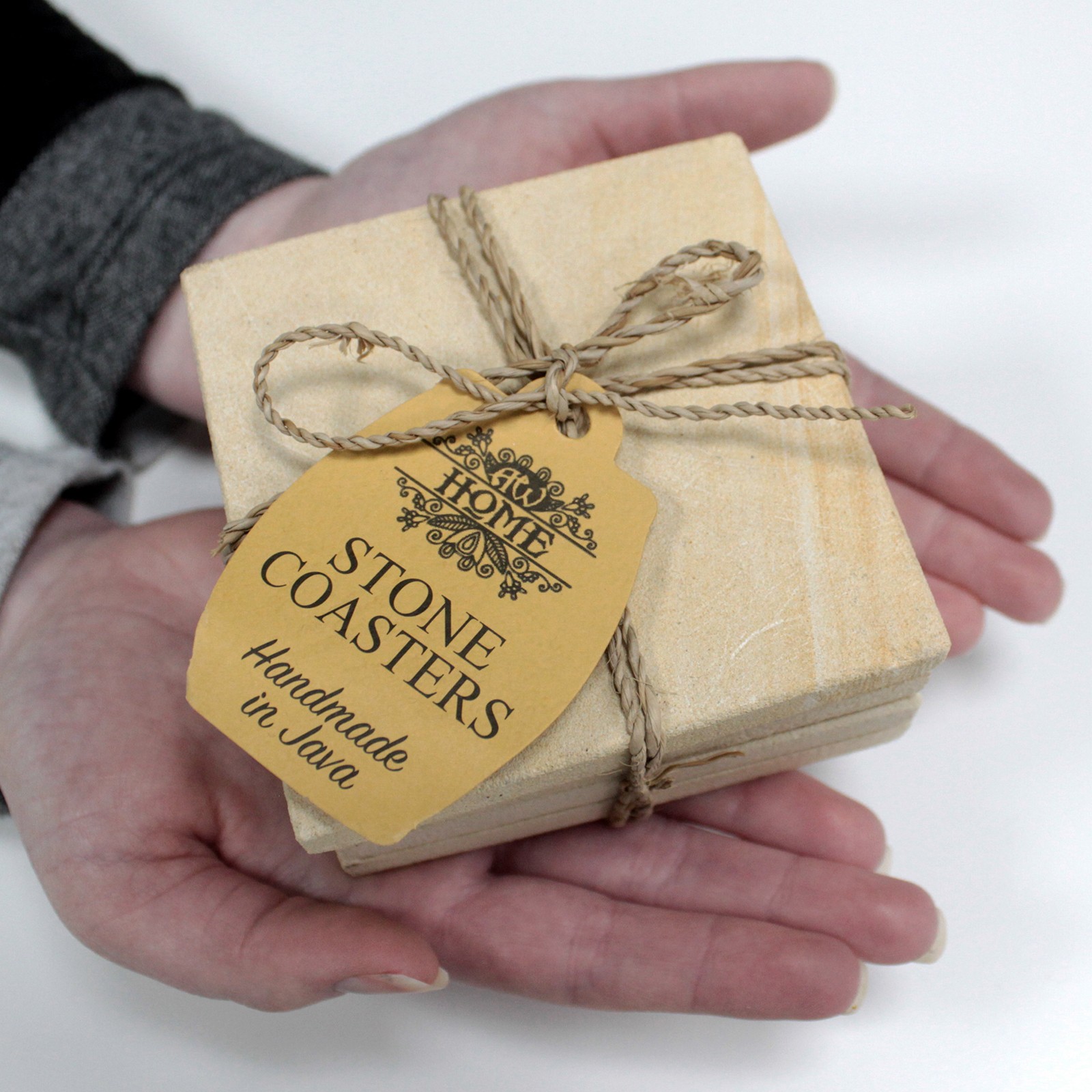 Set of 4 Stone Coasters - Square - Simple Sandstone - Image 2
