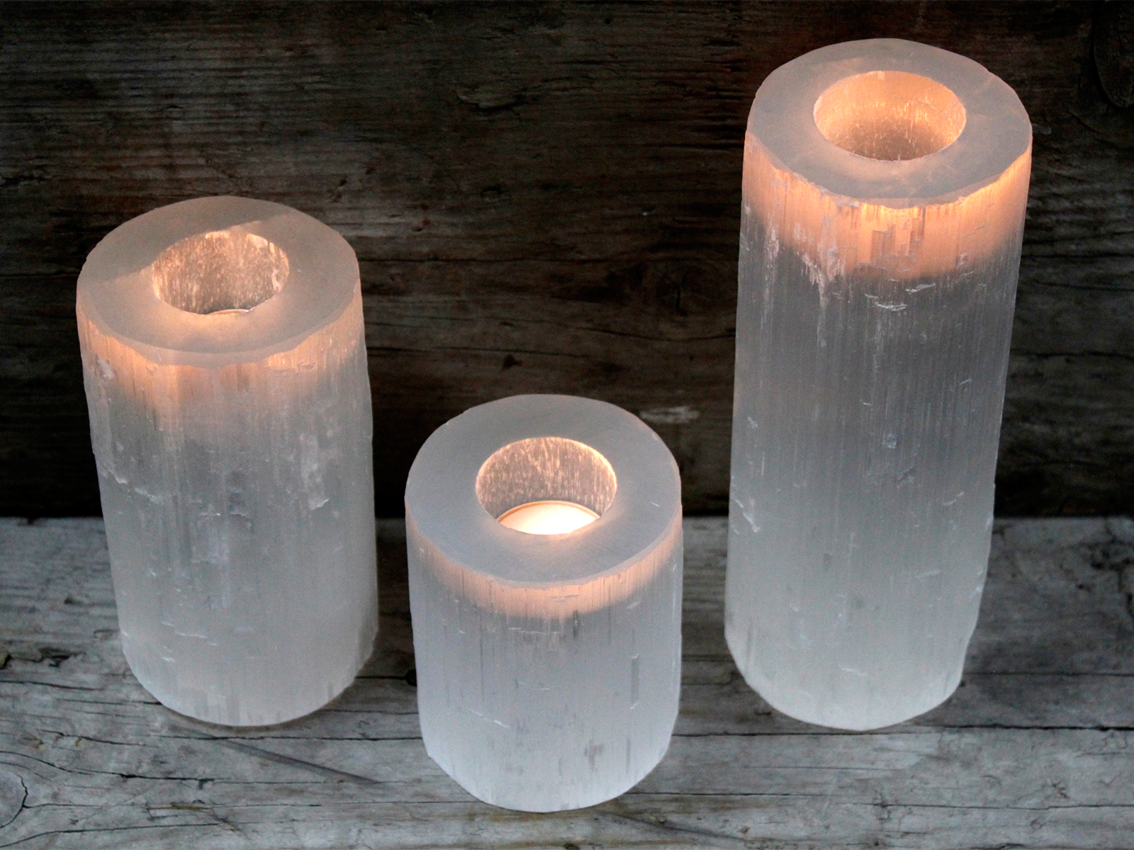 Selenite Cylinder Candle Holder - 15 cm - Image 2