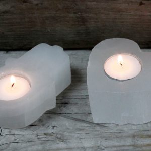 Selenite Heart Candle Holder