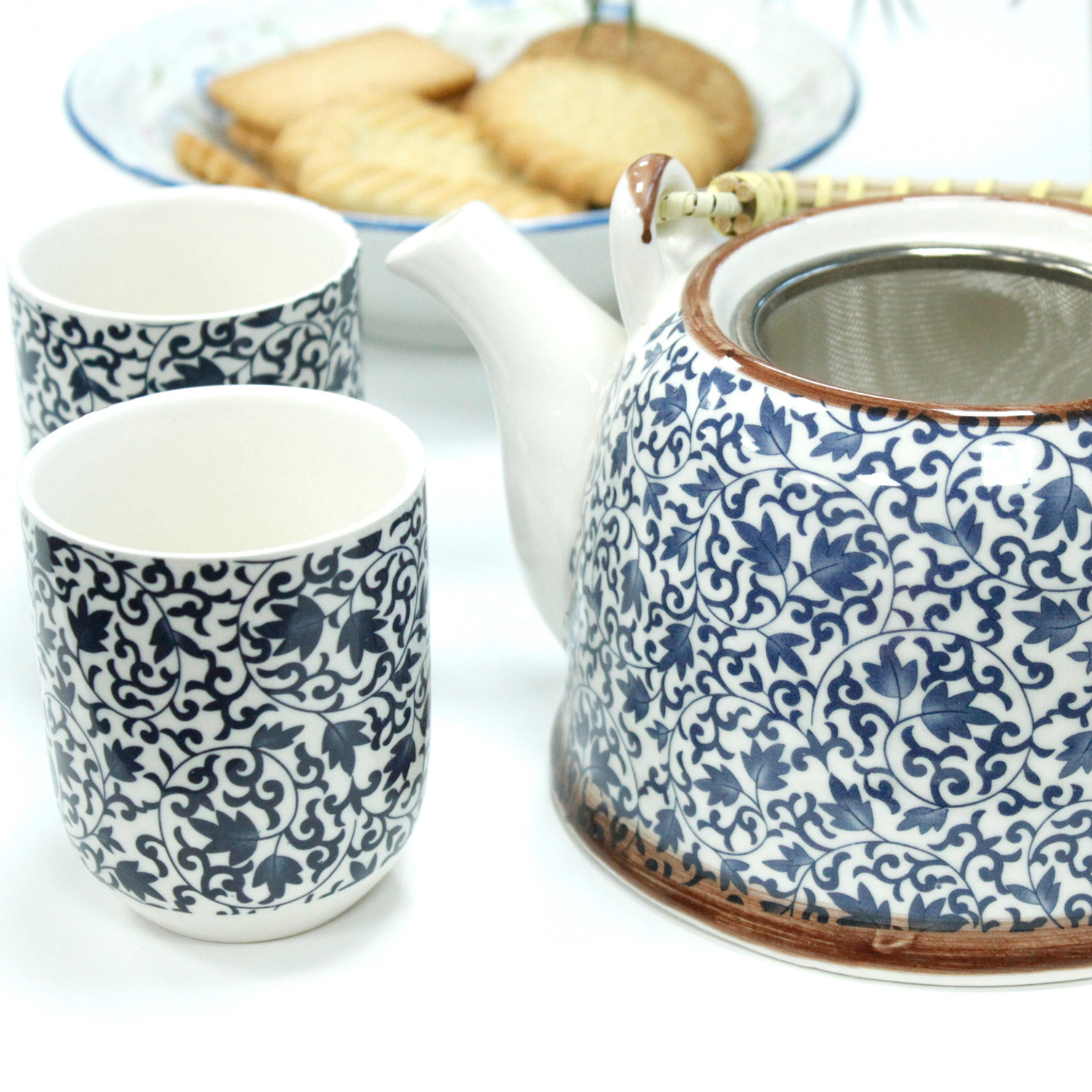 Herbal Teapot Set - Blue Pattern - Image 3