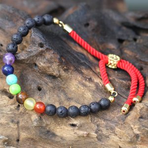 18K Gold Plated Gemstone Royal String Bracelet – Lava Stone Chakra