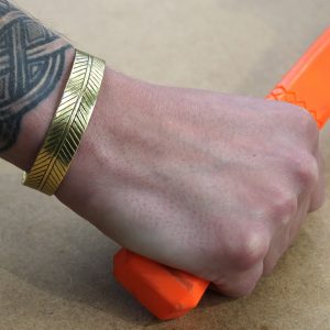 Brass Tibetan Bracelet – Wide Tribal Leaf