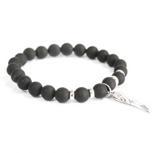 Angel Wing / Black Agate – Gemstone Bracelet