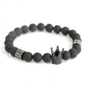 Crystal Crown / Black Agate  – Gemstone Bracelet