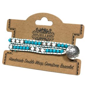 Double Wrap Bracelet – Turquoise & White Agate