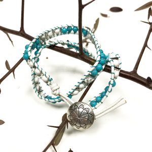 Double Wrap Bracelet – Turquoise & White Agate