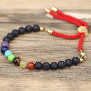 18K Gold Plated Gemstone Royal String Bracelet – Lava Stone Chakra