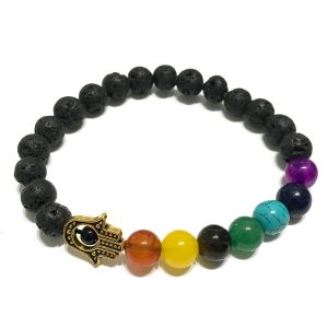 Lava Stone Bracelet – Hamsa Chakra