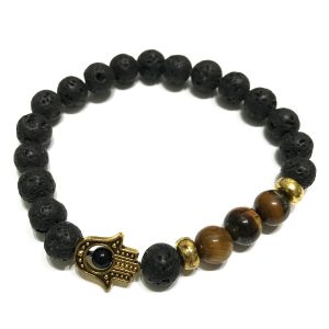 Lava Stone Bracelet – Hamsa Tiger-eye
