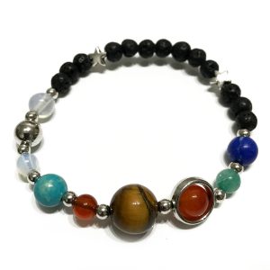 Lava Stone Bracelet – Silver Solar System