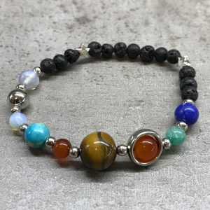 Lava Stone Bracelet – Silver Solar System