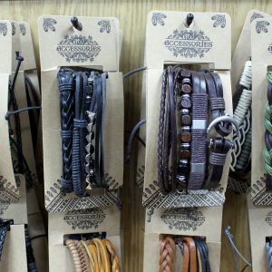 Mens Bracelet Sets – Metal and Leather (asst)
