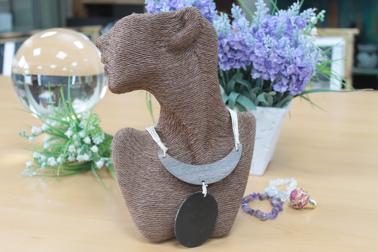 Classic Earring and Necklace Bust - Chocolate - Image 2