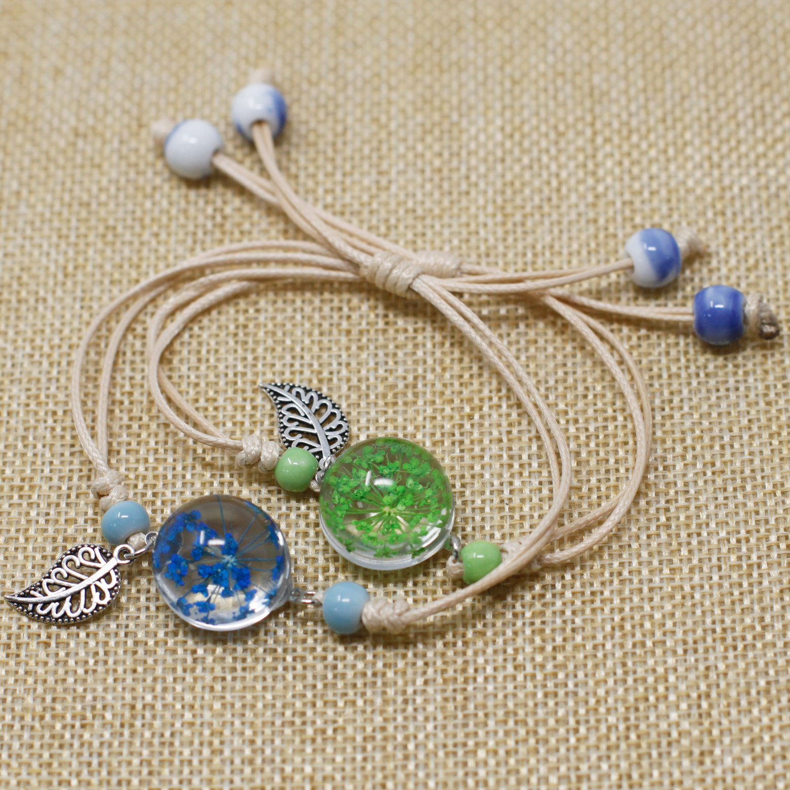 Pressed Flowers - Pretty Flower and Leaf Bracelet - Image 2