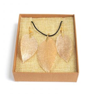 Necklace & Earring Set – Bravery Leaf – Gold