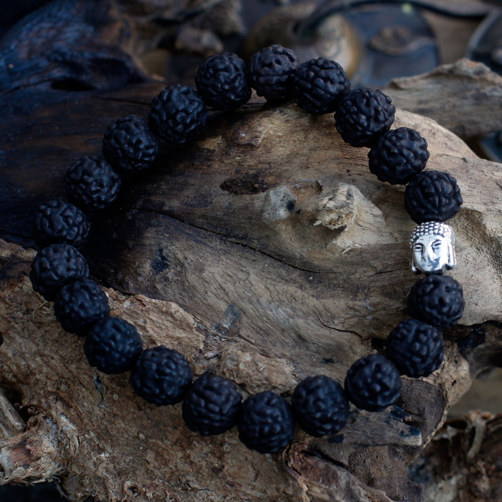Rudraksha Buddah Bangle Mala - Dark - Image 6