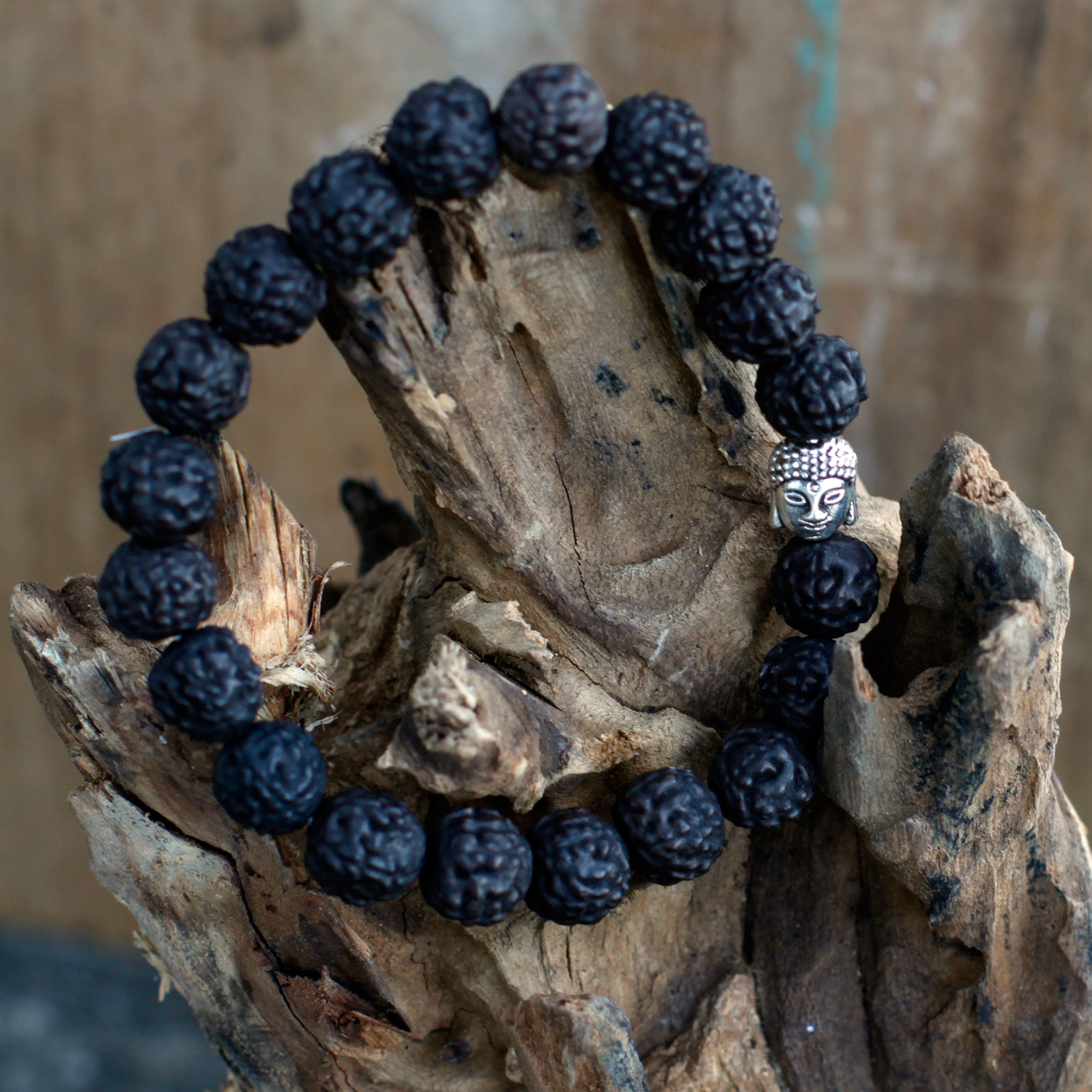 Rudraksha Buddah Bangle Mala - Dark - Image 3