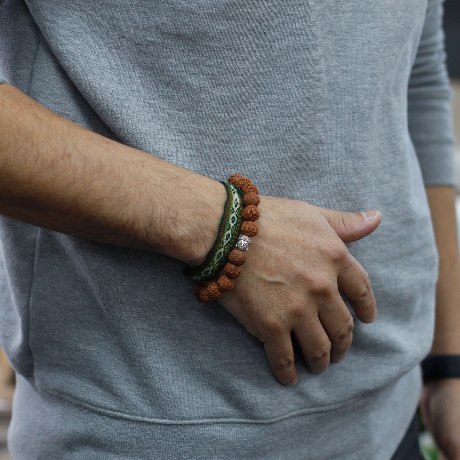 Rudraksha Buddah Bangle Mala - Brown - Image 2