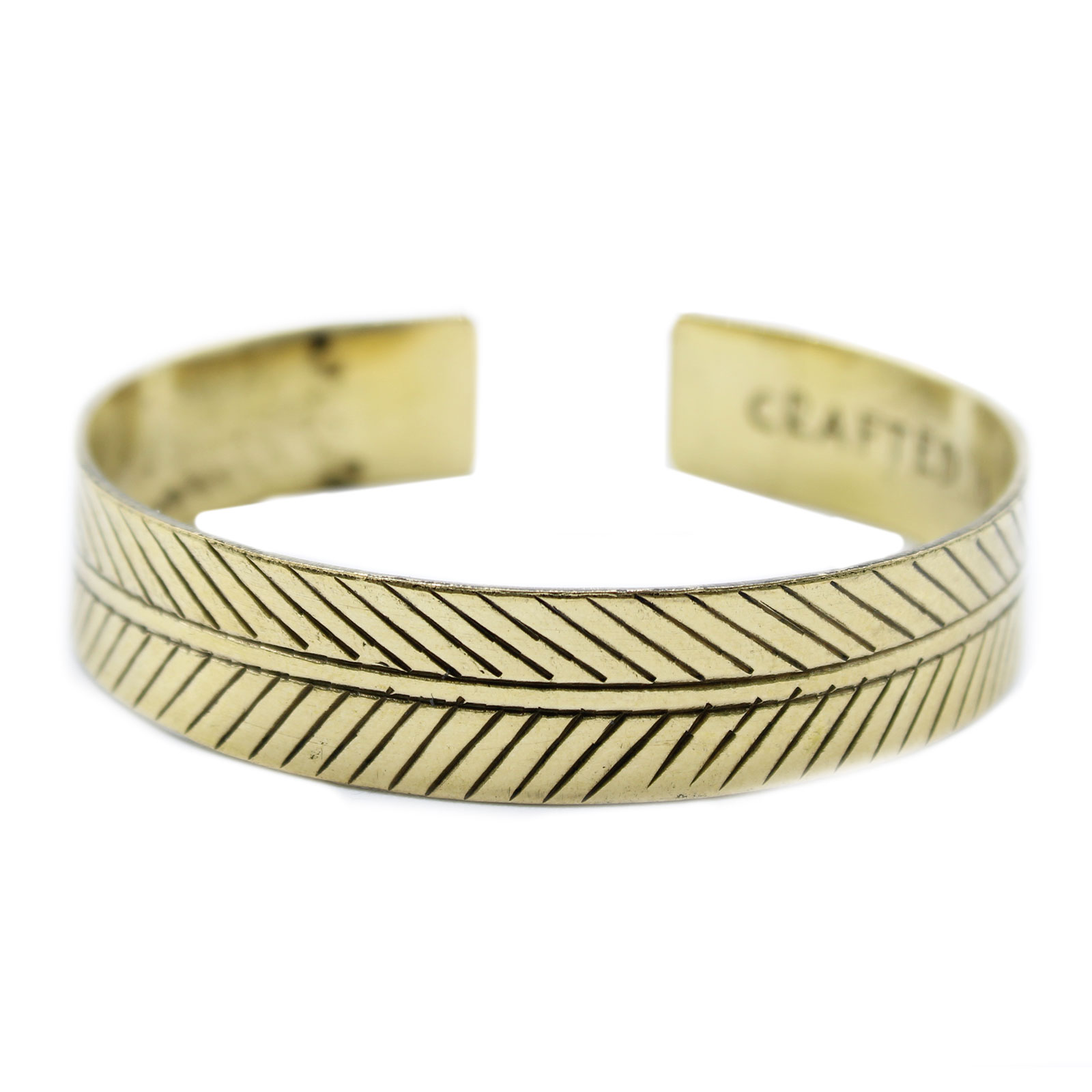 Brass Tibetan Bracelet - Wide Tribal Leaf - Image 2