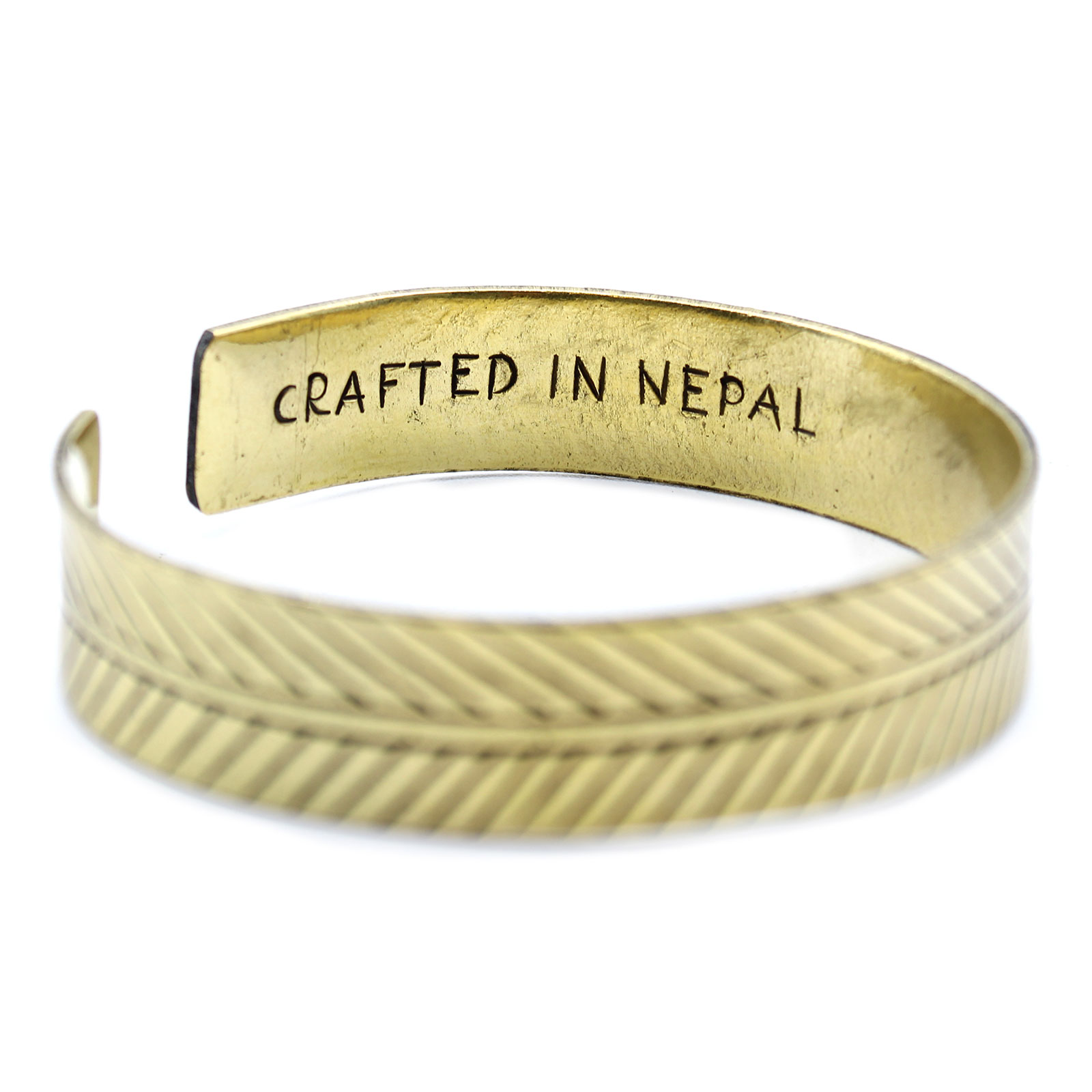 Brass Tibetan Bracelet - Wide Tribal Leaf - Image 3