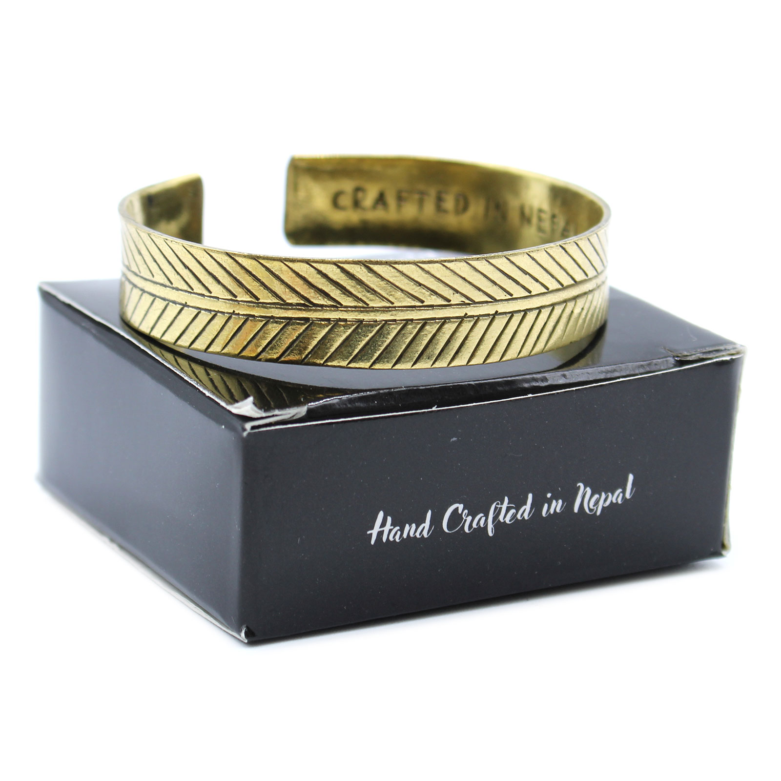 Brass Tibetan Bracelet - Wide Tribal Leaf - Image 4