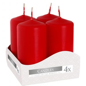 Set of 4 Pillar Candles  40x80mm – Red